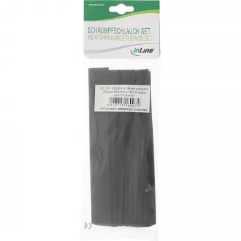 Θερμοσυστελλόμενο μακαρόνι InLine 200 mm, διάμετρος 16 mm → 8 mm, 20 τεμ., μαύρο