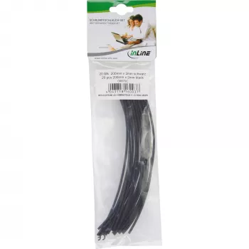 Θερμοσυστελλόμενο μακαρόνι InLine 200 mm, λόγος συρρίκνωσης 2 mm → 1 mm, 20 τεμ., μαύρο