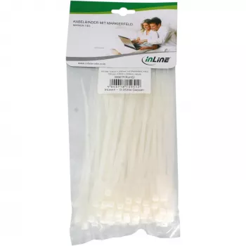 Δεματικά καλωδίων InLine Marker Ties 200 mm x 4,8 mm, νάιλον, 100 τεμ., φυσικό