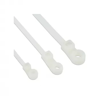 InLine 59975C δεσμοί καλωδίων με οπή στερέωσης 200 mm x 4,8 mm, νάιλον (πολυαμίδιο 6.6), αντοχή σε εφελκυσμό 22 kg (215,7 N), φυσικό χρώμα, 100 τεμ.