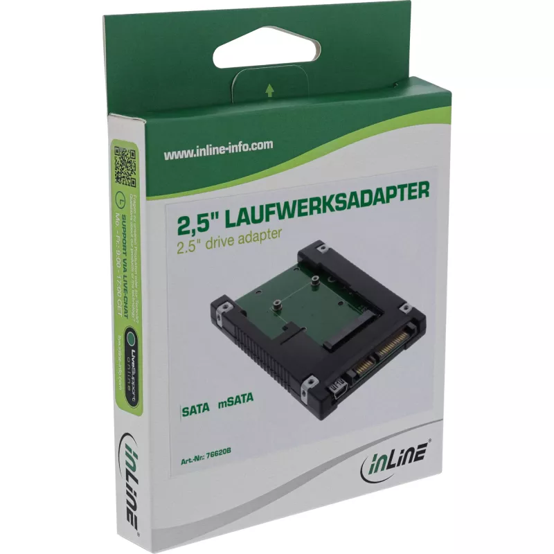 InLine προσαρμογέας δίσκου 2,5 ίντσες SATA σε mSATA SSD 76620B Μαύρο