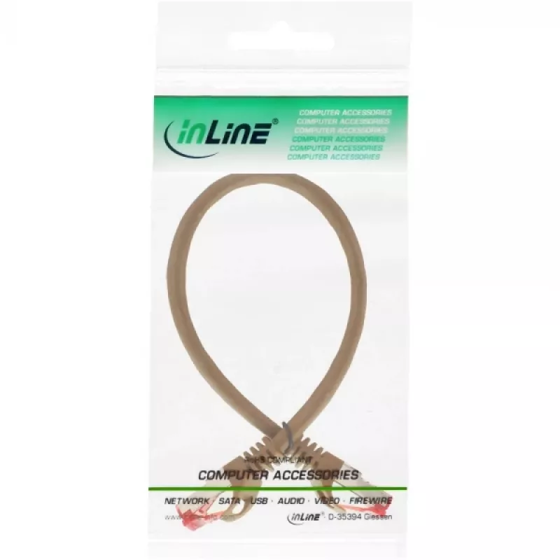 Καλώδιο patch InLine S/FTP PiMF Cat.6 250MHz PVC χαλκός καφέ 0,25m