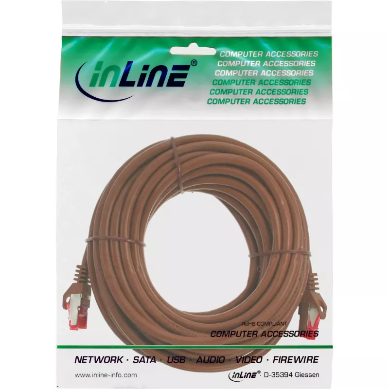 Καλώδιο patch InLine S/FTP PiMF Cat.6 250MHz PVC χαλκός καφέ 20m
