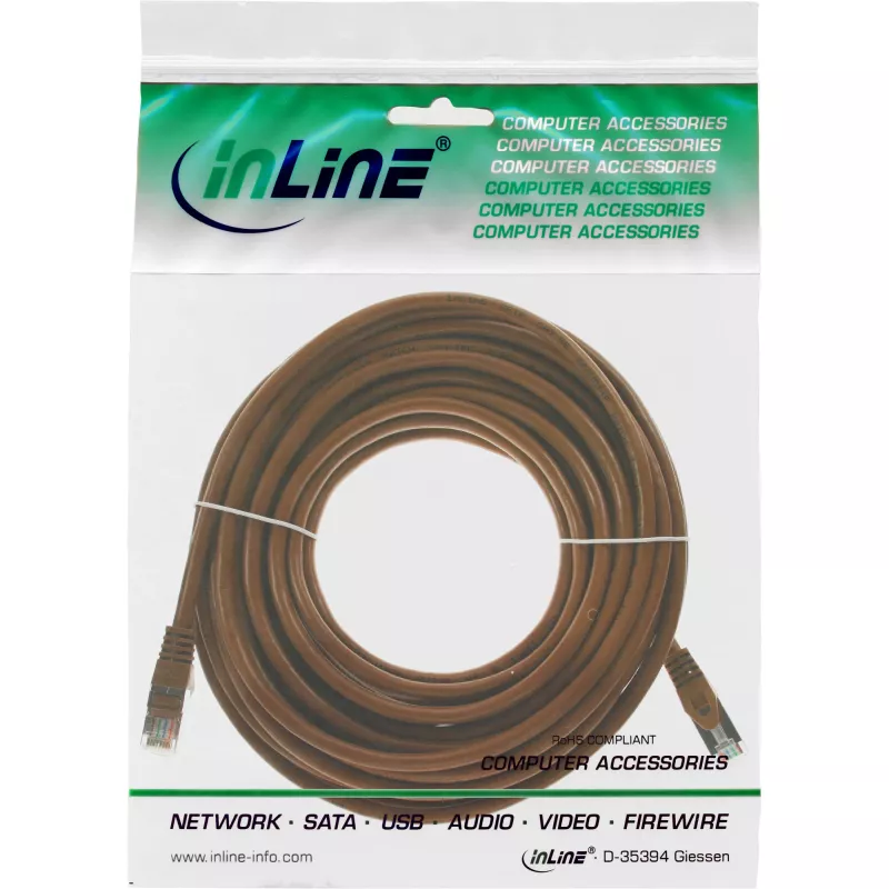 Καλώδιο patch InLine SF/UTP Cat.5e καφέ 7,5m