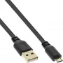 Επίπεδο καλώδιο InLine Micro USB 2.0 USB A / Micro-B, μαύρο / χρυσό, 1 m