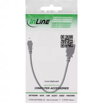 Καλώδιο InLine USB 2.0, θηλυκό A / αρσενικό Mini-5-Pin, 0,2 m, 0,2 m, Mini-USB B, USB A, USB 2.0, αρσενικό/θηλυκό, μαύρο