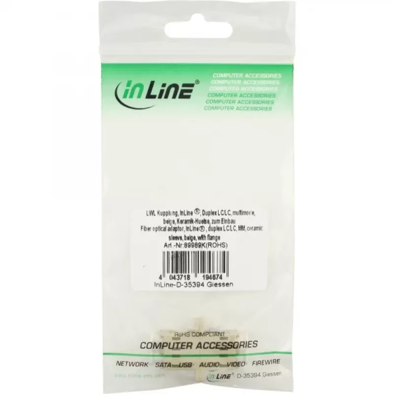 Προσαρμογέας οπτικών ινών Duplex LC/LC MM InLine 89989K