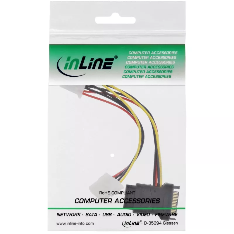 Καλώδιο τροφοδοσίας SATA θηλυκό SATA / 3x αρσενικό 4-Pin Molex 0,15 m InLine 29679