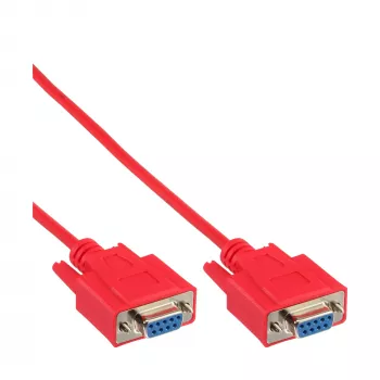 Καλώδιο null modem InLine DP9 θηλυκό / θηλυκό, χυτό, κόκκινο, 2 m