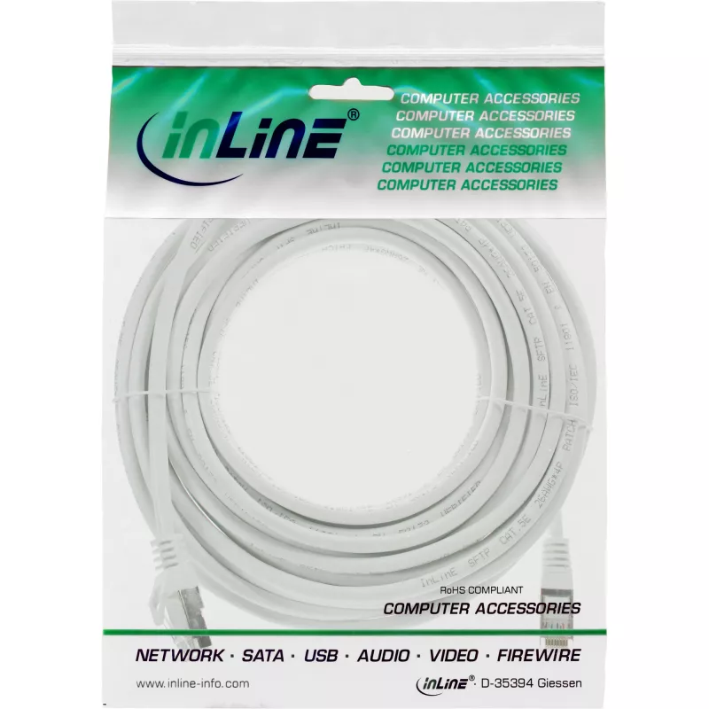 Καλώδιο patch InLine SF/UTP Cat.5e λευκό 50m