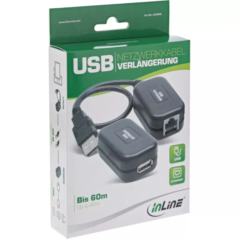 Επεκτατής USB InLine έως 60 m μέσω καλωδίου patch RJ45 Cat.5e ή καλύτερου
