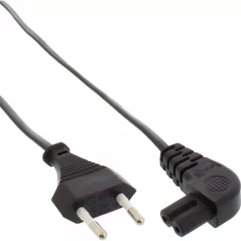 InLine Καλώδιο ρεύματος, ευρωπαϊκό βύσμα / βύσμα Euro8 γωνιακό, μαύρο, 2 m