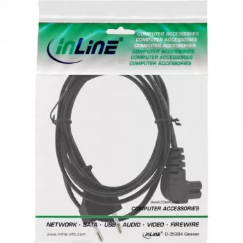 InLine Καλώδιο ρεύματος, ευρωπαϊκό βύσμα / βύσμα Euro8 γωνιακό, μαύρο, 2 m