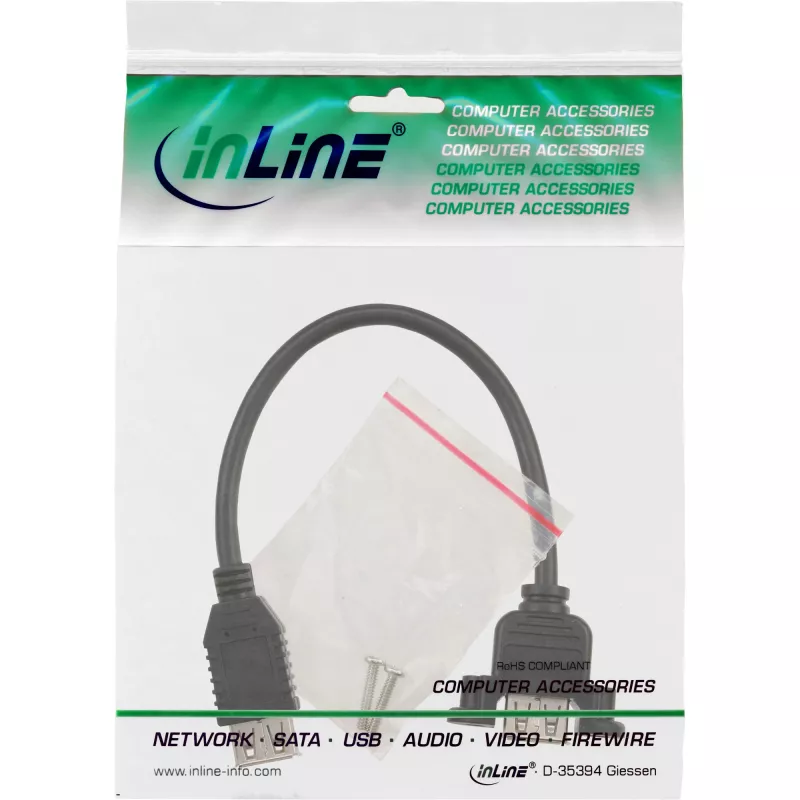 InLine Καλώδιο προσαρμογέα USB 2.0 Type-A υποδοχή / σύνδεση σασί Type-A, 0,2 m