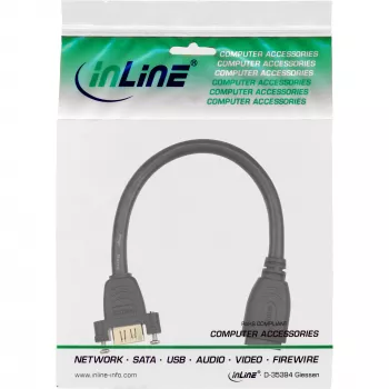 InLine Καλώδιο προσαρμογέα HDMI Type-A υποδοχή/υποδοχή με φλάντζα επιχρυσωμένο 4K2K, 0,2 m