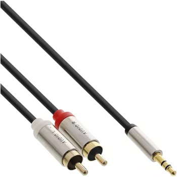 Καλώδιο ήχου 3,5 mm βύσμα αρσενικό σε 2x βύσμα RCA InLine Basic λεπτό S-99241