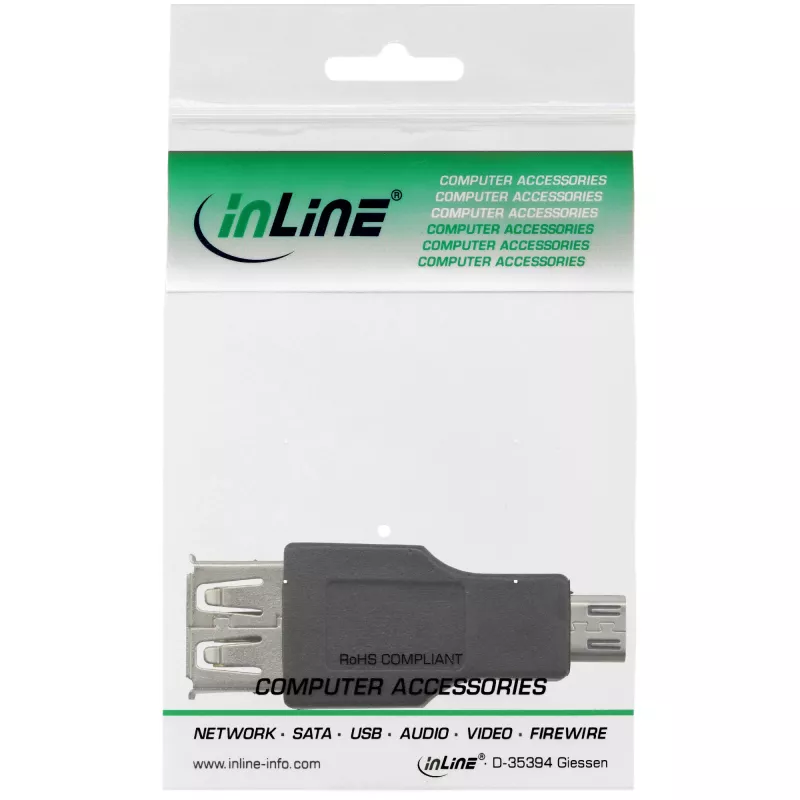 Προσαρμογέας Micro-USB InLine βύσμα Micro-B αρσενικό υποδοχή USB A θηλυκή 31604