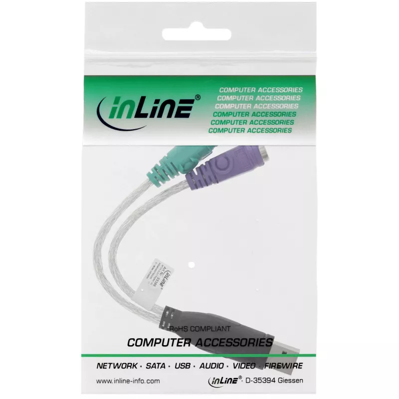 Μετατροπέας USB σε PS/2 InLine βύσμα USB Type-A αρσενικό / 2x υποδοχή PS/2 θηλυκή