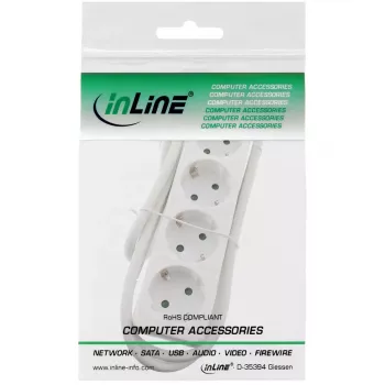 Πολύπριζο InLine, 4 θέσεις Schutzkontakt CEE 7/3, λευκό, 1,5 m