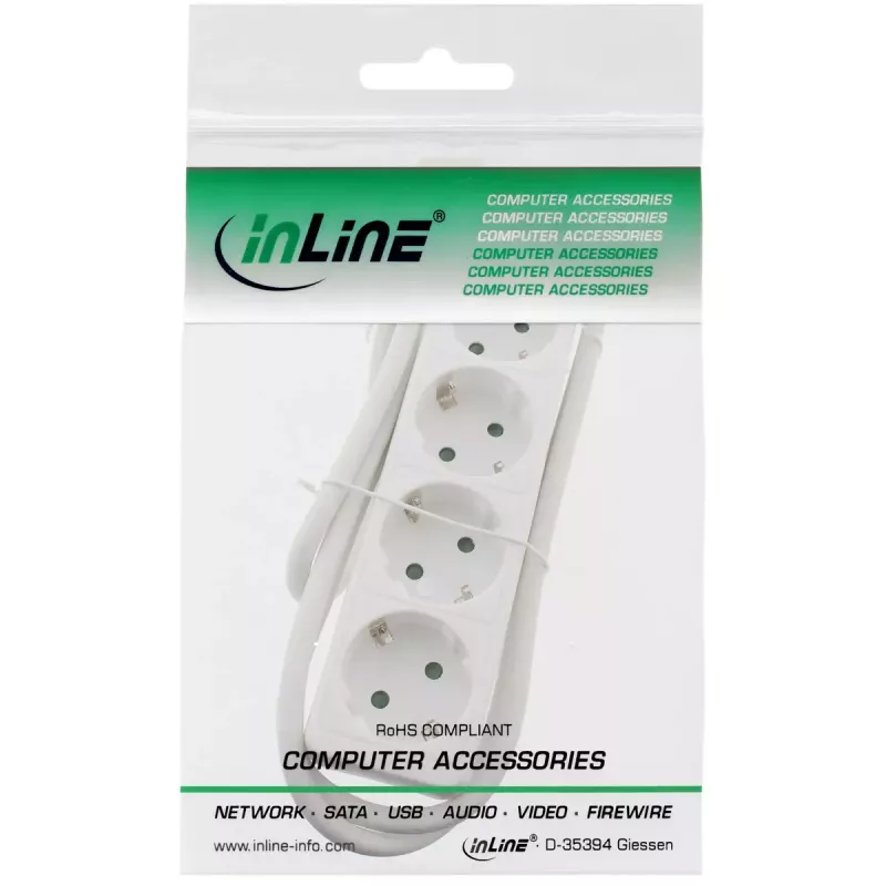 Πολύπριζο InLine, 4 θέσεις Schutzkontakt CEE 7/3, λευκό, 1,5 m