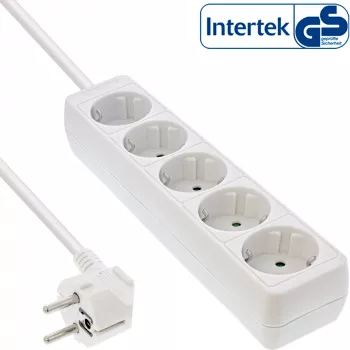 Πολύπριζο InLine, 5 θέσεις Schutzkontakt CEE 7/3, λευκό, 1,5 m