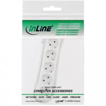 Πολύπριζο InLine, 5 θέσεις Schutzkontakt CEE 7/3, λευκό, 1,5 m
