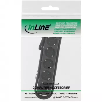 Πολύπριζο InLine, 5 θέσεις Schutzkontakt CEE 7/3, μαύρο, 1,5m