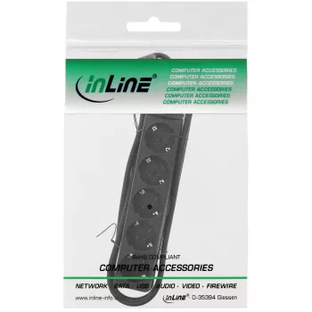 Πολύπριζο InLine, 5 θέσεις Schutzkontakt CEE 7/3, μαύρο, 1,5 m