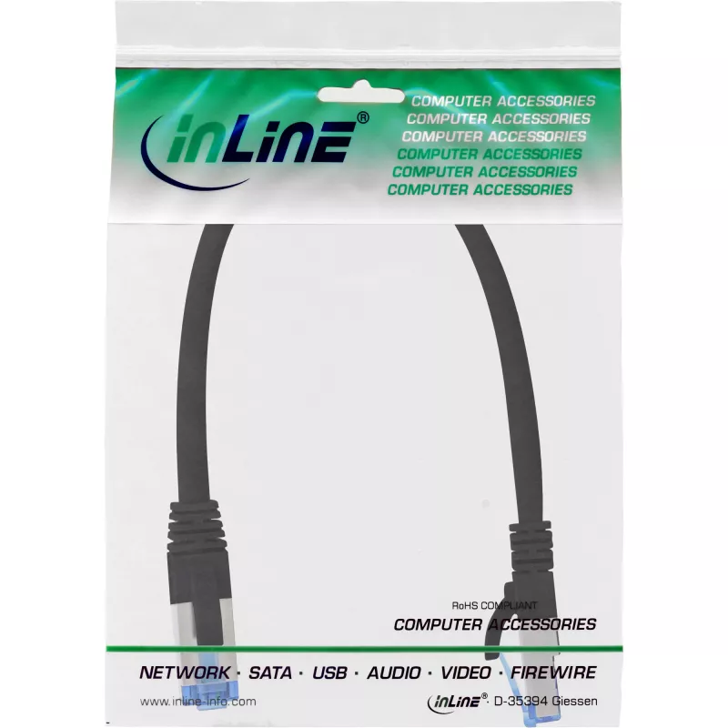 Καλώδιο patch InLine S/FTP PiMF Cat.6A χωρίς αλογόνα 500MHz μαύρο 0,25m