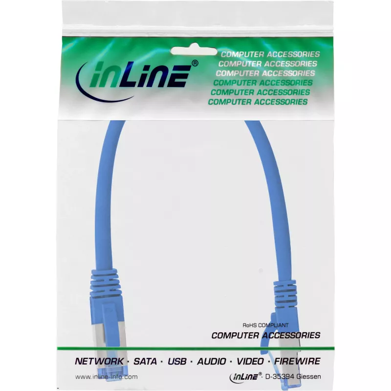 Καλώδιο patch InLine S/FTP PiMF Cat.6A χωρίς αλογόνα 500 MHz μπλε 0,25 m