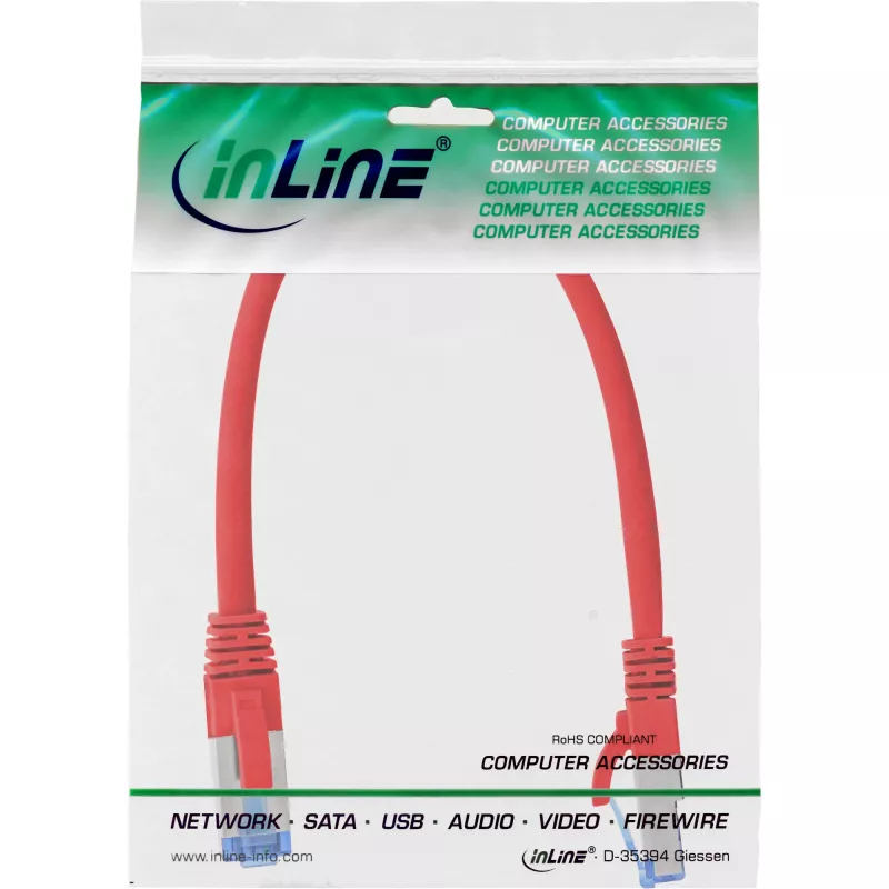 InLine Καλώδιο Patch S/FTP PiMF Cat.6A χωρίς αλογόνα 500 MHz κόκκινο 0,25 m