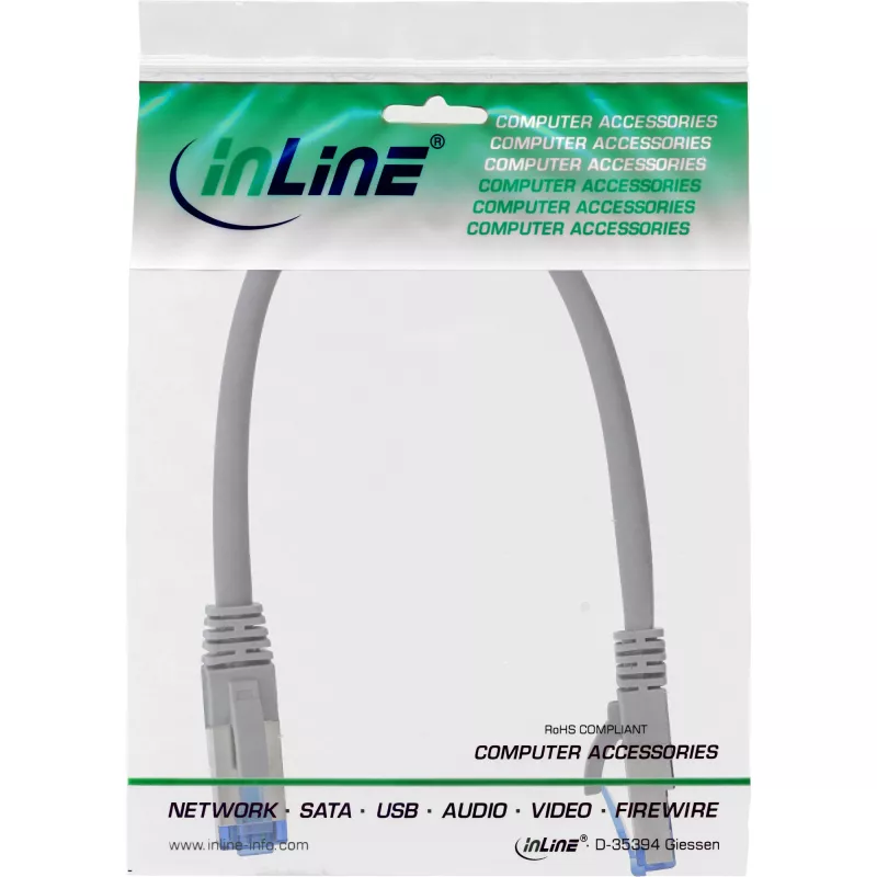 InLine Καλώδιο Patch S/FTP PiMF Cat.6A χωρίς αλογόνα 500MHz γκρι 0,3m