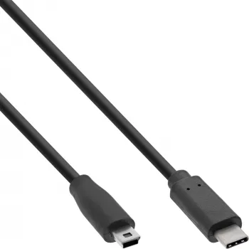 InLine καλώδιο USB 2.0, βύσμα USB-C / βύσμα Mini-B (5 ακίδων), μαύρο, 1m