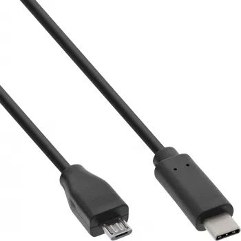 InLine καλώδιο USB 2.0, βύσμα USB-C / βύσμα Micro-B, μαύρο, 0,5m