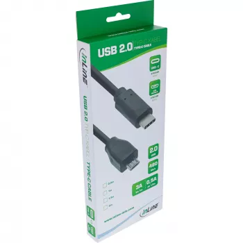 InLine καλώδιο USB 2.0, βύσμα USB-C / βύσμα Micro-B, μαύρο, 0,5m