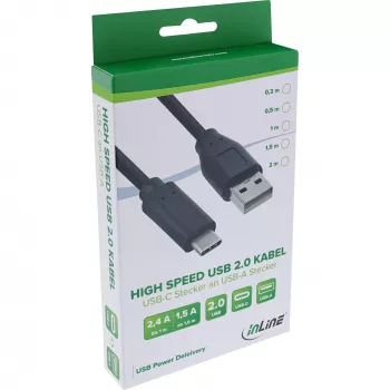 Καλώδιο USB 2.0 InLine 35732 βύσμα USB-C βύσμα USB-A μαύρο 2m