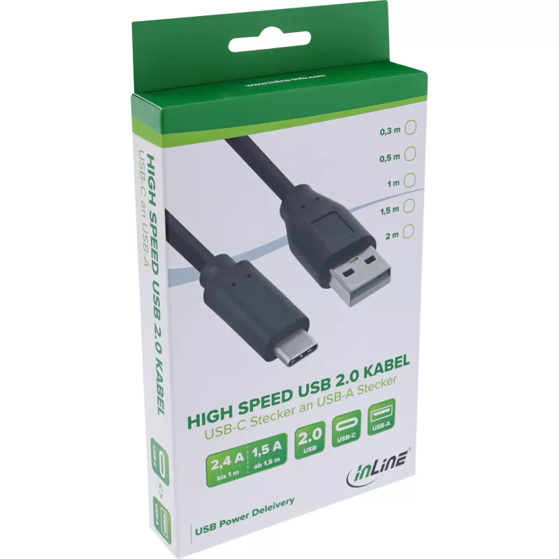 Καλώδιο USB 2.0 InLine 35732 βύσμα USB-C βύσμα USB-A μαύρο 2m