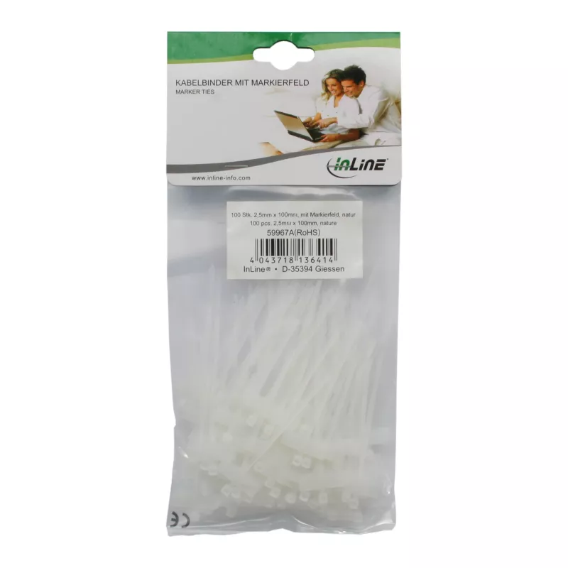 InLine δεματικά καλωδίων 100x2,5mm με πεδίο σήμανσης 8x24mm 100 τεμ.