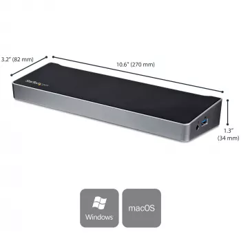 StarTech.com 4K USB-C Dock, σταθμός σύνδεσης τριών οθονών UHD 4K, Mac & Windows, USB-C σε HDMI & DisplayPort, 60W Power Delivery, hub 5x USB 5Gbit/s – TAA