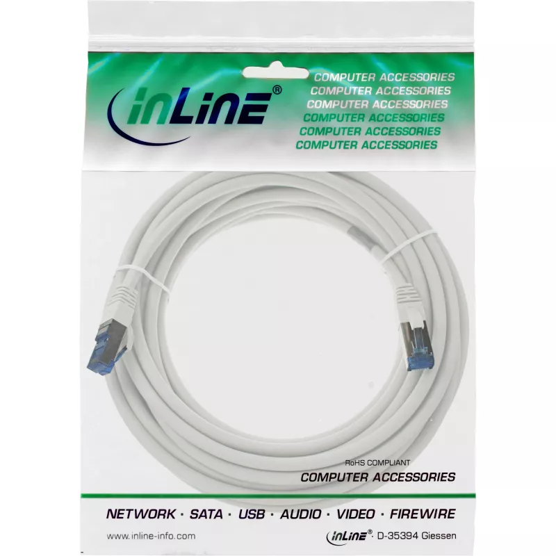 InLine Καλώδιο Patch S/FTP PiMF Cat.6A χωρίς αλογόνα 500 MHz λευκό 20 m