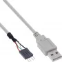 InLine καλώδιο προσαρμογέα USB 2.0 USB Type-A βύσμα / βύσμα Pin-Header, 0,40 m