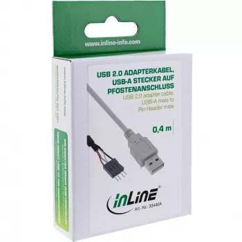 InLine καλώδιο προσαρμογέα USB 2.0 USB Type-A βύσμα / βύσμα Pin-Header, 0,40 m