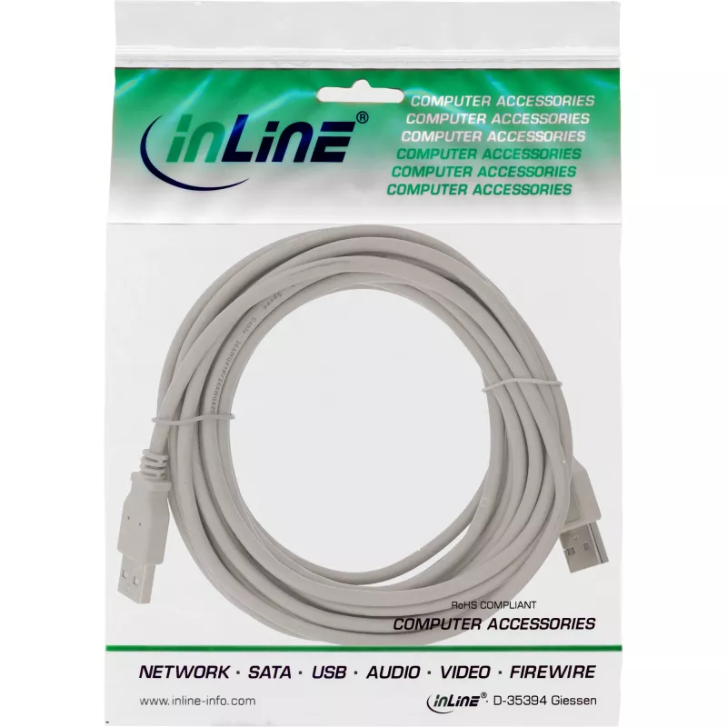 Καλώδιο USB 2.0 Type-A βύσμα / βύσμα μπεζ 1m InLine 34310H