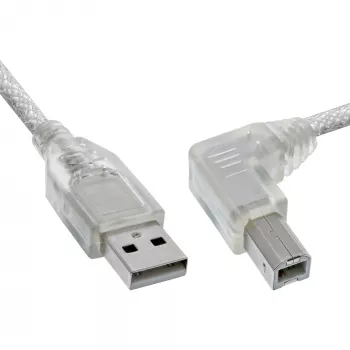 InLine καλώδιο USB 2.0 γωνιακό βύσμα Type-A / βύσμα Type-B διαφανές 2 m