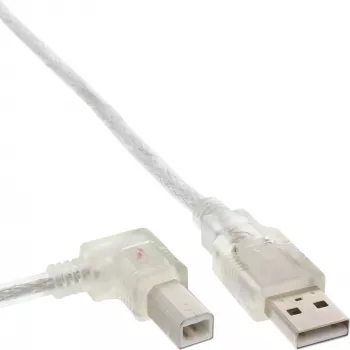 InLine καλώδιο USB 2.0 αριστερά γωνιακό βύσμα Type-A / βύσμα B διαφανές 2m