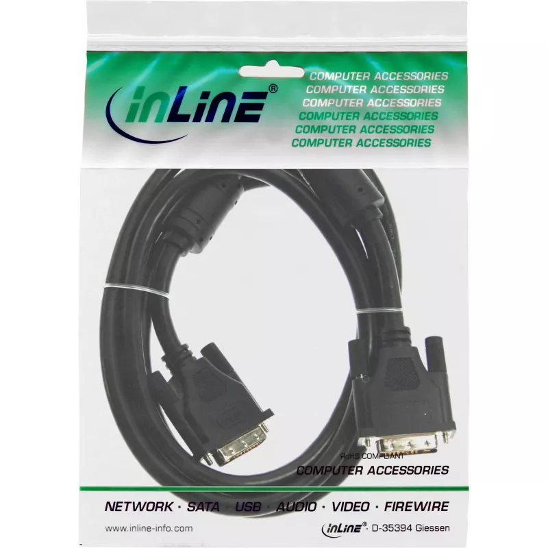 Καλώδιο DVI-I 24+5 M/M Dual Link InLine 17791 1,8 m