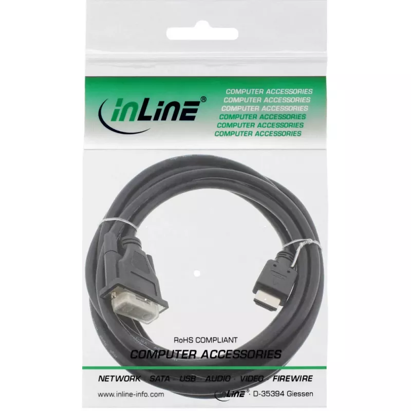InLine καλώδιο HDMI-DVI βύσμα HDMI / βύσμα DVI 18+1 μαύρο 3 m