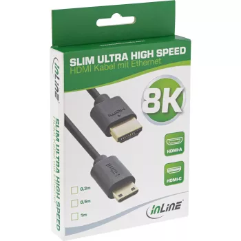 InLine Slim καλώδιο Ultra High Speed HDMI AM/CM 8K4K επιχρυσωμένο μαύρο 0,3m
