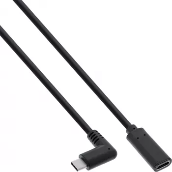Καλώδιο InLine USB 3.2 Gen.1x2, βύσμα USB-C γωνιακό / υποδοχή, μαύρο, 0,5 m