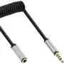 Λεπτό σπιράλ καλώδιο ήχου InLine 3,5 mm βύσμα / υποδοχή, 4 ακίδων, στερεοφωνικό, 1 m